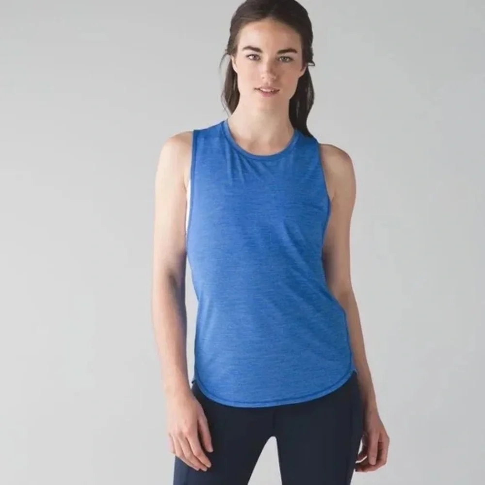 Lululemon In A Cinch Tank Top Heathered Pipe Dream Blue Size 4